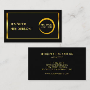 Modern chic svart guld-professionell lägger till l visitkort