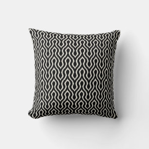 Modern chic svart och vit chevron ikat-kudde kudde