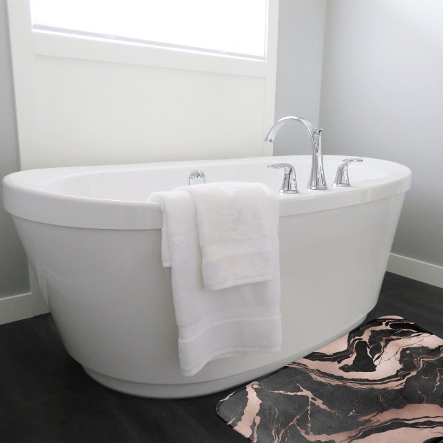 Modern Chic Svart Rosen Guld Marmor Badrumsmatta (Skapare uppladdad)