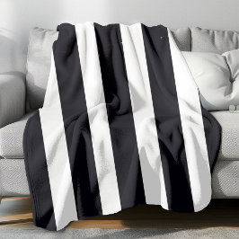 Modern Chic Svart & Vitt Randigt Klassiskt Coolt Fleecefilt