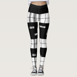 Modern Chic Svarta och vita Plaid Leggings