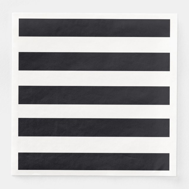 Modern Chic Svarta och vita stripade Eleganten Par Pappersservett (Framsida)