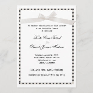 Modern Chic Taupe Satin Ribbon Rehearsine Dinner Inbjudningar