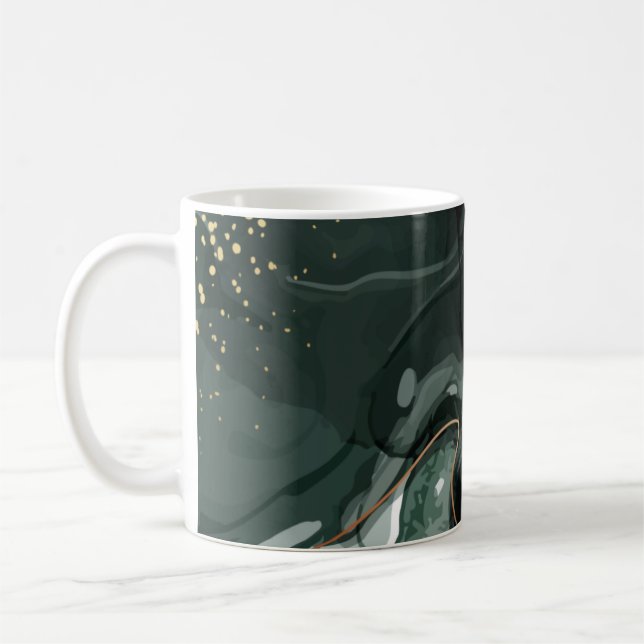 modern chic teal grönt guld agate marble kaffemugg (Vänster)