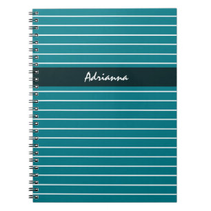 Modern Chic Teal Rand med Namn Anteckningsbok