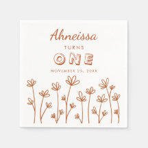 Modern Chic Terracotta Flowers First Birthday