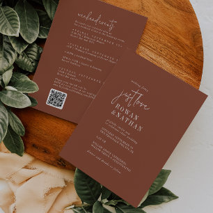 Modern Chic Terracotta Helg Events QR Bröllop Inbjudningar