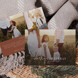 Modern Chic Terracotta Photo Overlay Family News Julkort