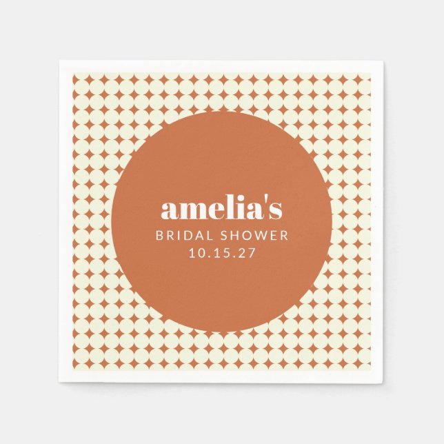 Modern Chic Terrakotta Prickar Bröllopsfest Anpass Pappersservett (Framsidan)