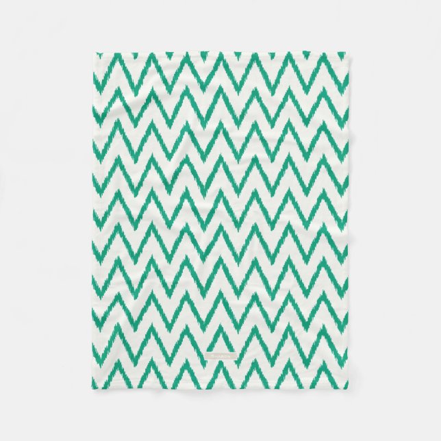 Modern chic texturerad grönt ikat chevron mönster fleecefilt (Framsidan)