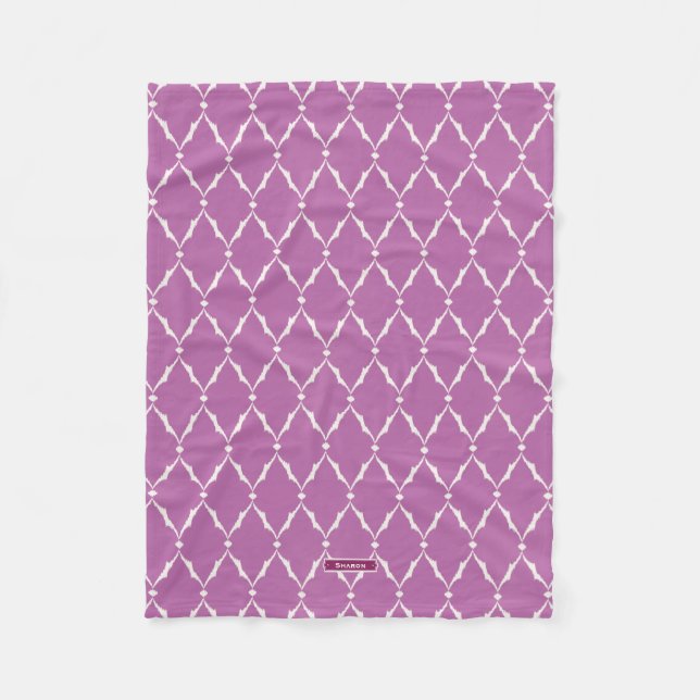 Modern chic texturerad lila ikat-chevron-mönster fleecefilt (Framsidan)
