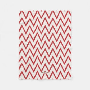 Modern chic texturerad röd ikat-chevron-mönster fleecefilt