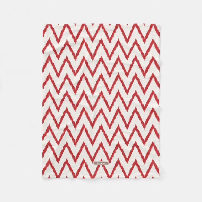 Modern chic texturerad röd ikat-chevron-mönster fleecefilt (Framsidan)