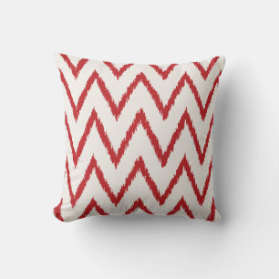Modern chic texturerad röd ikat chevron mönster kudde