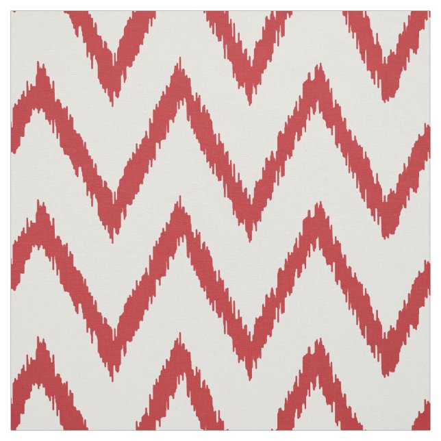 Modern chic texturerad röd ikat chevron mönster tyg (Provkarta)
