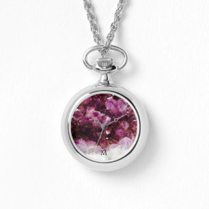 Modern chic trendig lila  ametyst monogrammet armbandsur