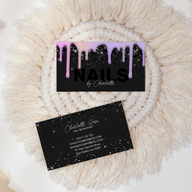 Modern Chic Trendig Rosa Lila Drives Nagel Busines Visitkort (Skapare uppladdad)