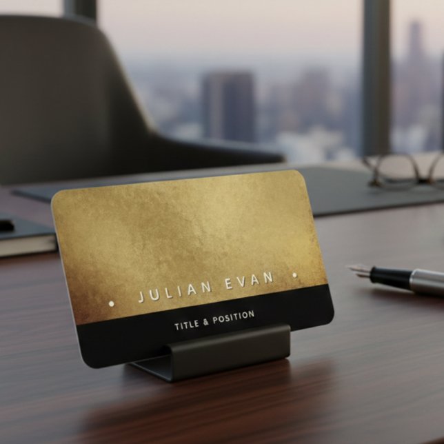 Modern Chic Trendy Black & Gold Professional Visitkort (Modern Chic Trendy Black & Gold Professional Business Card)