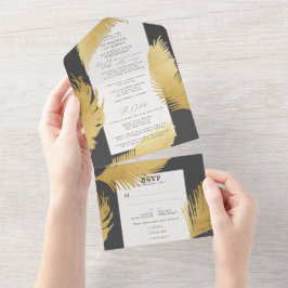 Modern Chic Tropical Guld Handflatan Bröllop