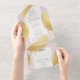 Modern Chic Tropical Guld Handflatan Soft Rosa Brö