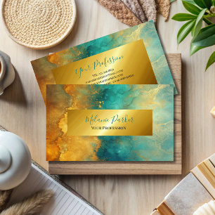 modern chic turkos guld vattenfärg visitkort