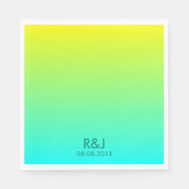 modern chic turkos gult grönt ombre bröllop pappersservett