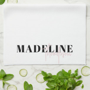 Modern Chic Typografi Skript Ljus rosa feminin Kökshandduk