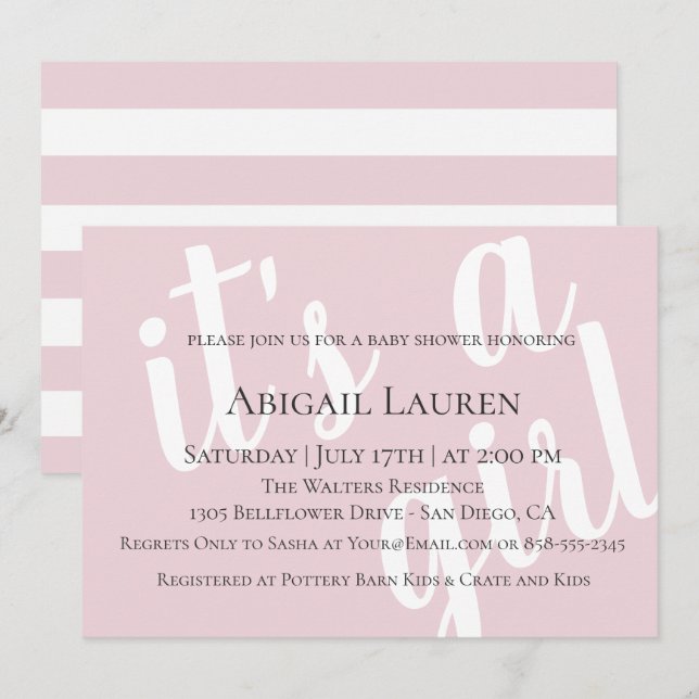Modern Chic Typography Baby Shower-inbjudan Inbjudningar (Fram/baksida)