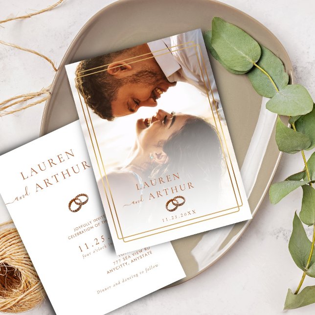 Modern Chic Ultra Minimal Typography Photo Bröllop Inbjudningar (Skapare uppladdad)