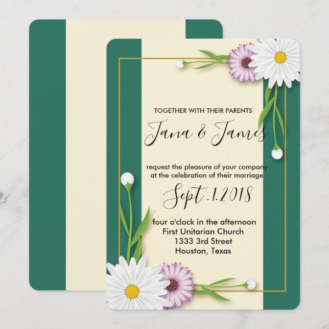 Modern chic underbar Bröllop Inbjudningar (Fram/baksida)