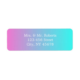 modern chic vår rosa turquise ombre bröllop returadress etikett