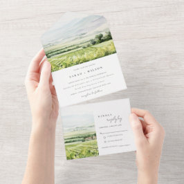 Modern Chic Vatercolor Vineyard Ligcape Bröllop