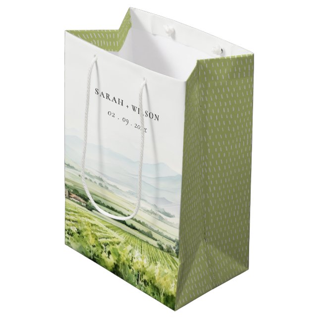 Modern Chic Vatercolor Vineyard Ligcape Bröllop (Framsidan Vinklad)