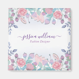 Modern Chic Vattenfärg Blå Hortensia Blommor Magnet