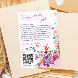 Modern chic-vild blommor som vill ha bröllop QR Tilläggskort