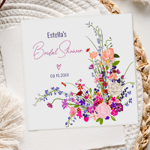 Modern chic vilda blommor bröllopsdusch pappersservett