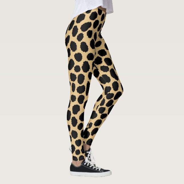 Modern Chic Vilda Djur Gepard Djurtrycksmönster Leggings (Höger)