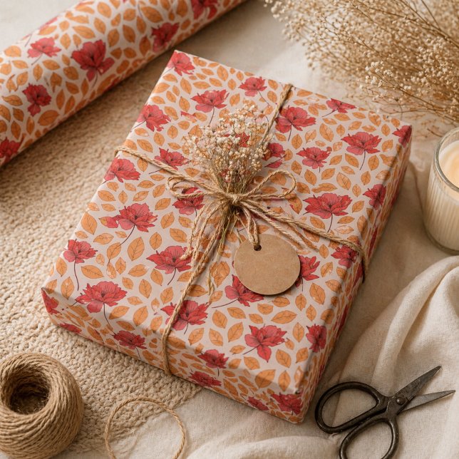 Modern Chic Vildblomma 1-årsdag Flicka Presentpapper (Modern Chic Wildflower 1st Birthday Girl Wrapping Paper)