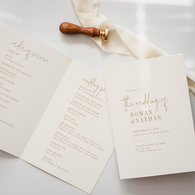 Modern Chic Vintage Guld-Bröllop i Program (Skapare uppladdad)