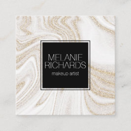 Modern chic, vit marmor guld glitter fyrkantigt visitkort
