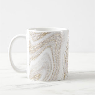 Modern chic, vit marmor guld glitter kaffemugg
