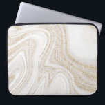 Modern chic, vit marmor guld glitter laptop fodral<br><div class="desc">Den moderna chicens vita marmor guld glitter laptop sleeve</div>