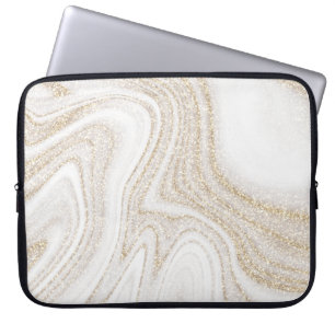 Modern chic, vit marmor guld glitter laptop fodral