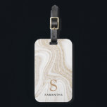 Modern chic, vit marmor guld glitter monogram bagagebricka<br><div class="desc">Modern chic,  vit marble guld glitter mongram bagagemärke</div>