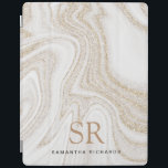 Modern chic, vit marmor guld glitter monogram iPad skydd<br><div class="desc">Modern chic,  vit marble guld glitter monogram iPad Smart Cover</div>
