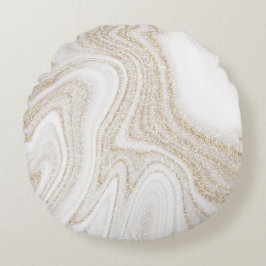Modern chic, vit marmor guld glitter rund kudde