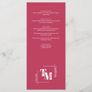 Modern Chic Viva Magenta Minimal Bröllop Tack Meny