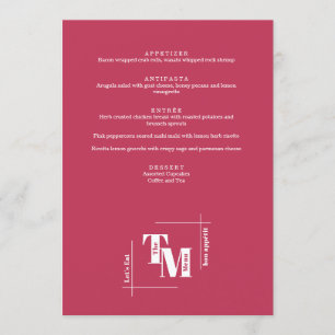 Modern Chic Viva Magenta Minimal Bröllop Tack Meny