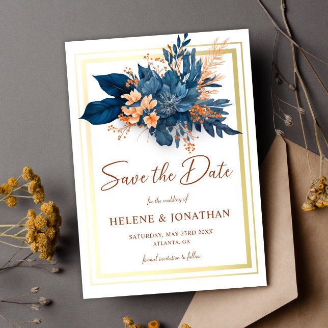 Modern Chic Watercolor Blommigt Elegant bröllop Spara Datumet (Modern Chic Watercolor Floral Elegant Wedding Save The Date)