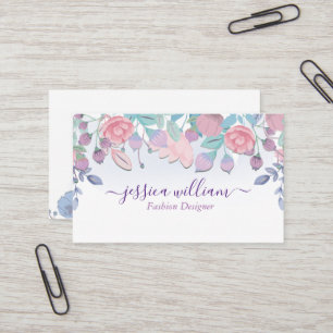 Modern Chic Watercolor Blue Hydrangeas Blommigt Bu Visitkort
